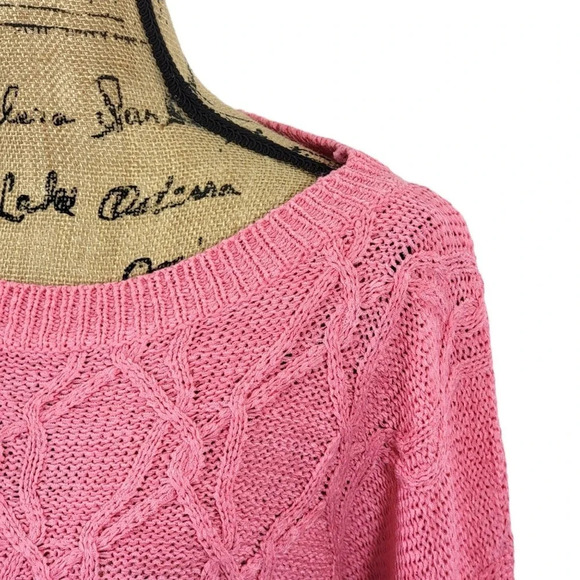 ZARA KNIT Women's Regular Cable Knit Ribbed Oversized Sweater Pink Size Medium - Picture 6 of 14